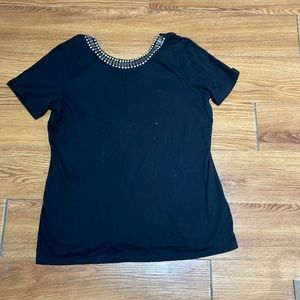 Black Shirt with beaded neckline details